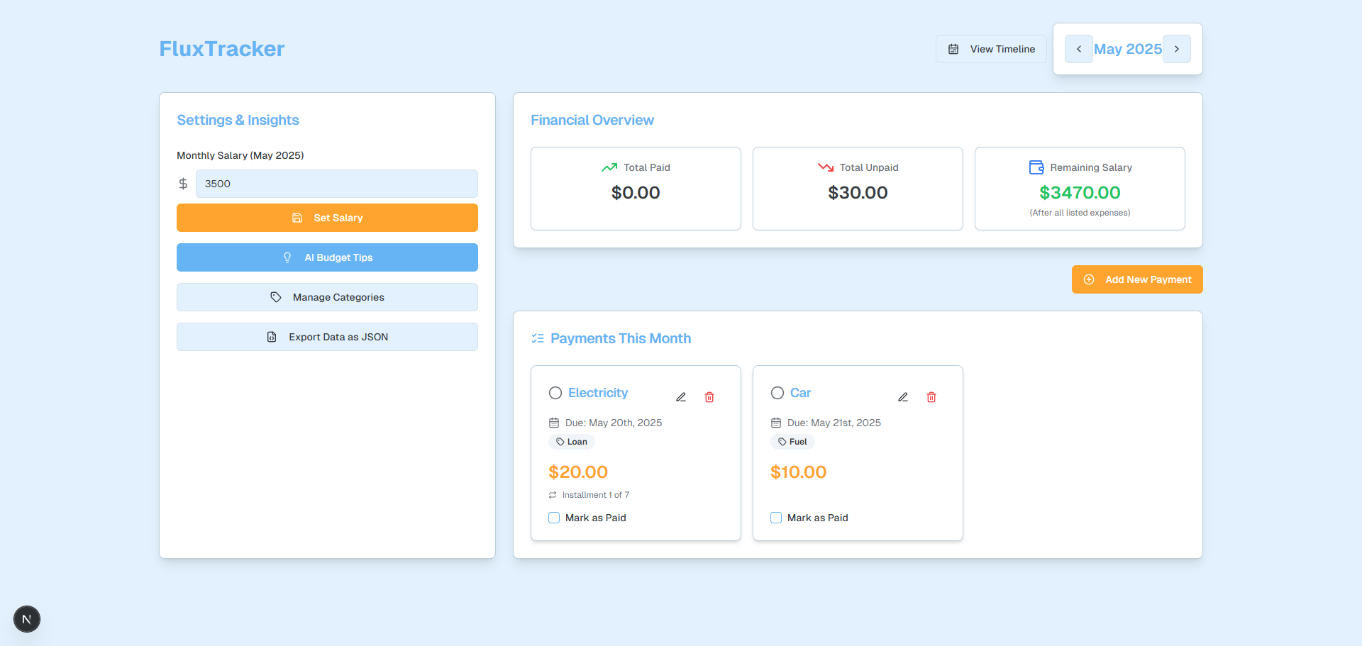 FluxTracker screenshot 1