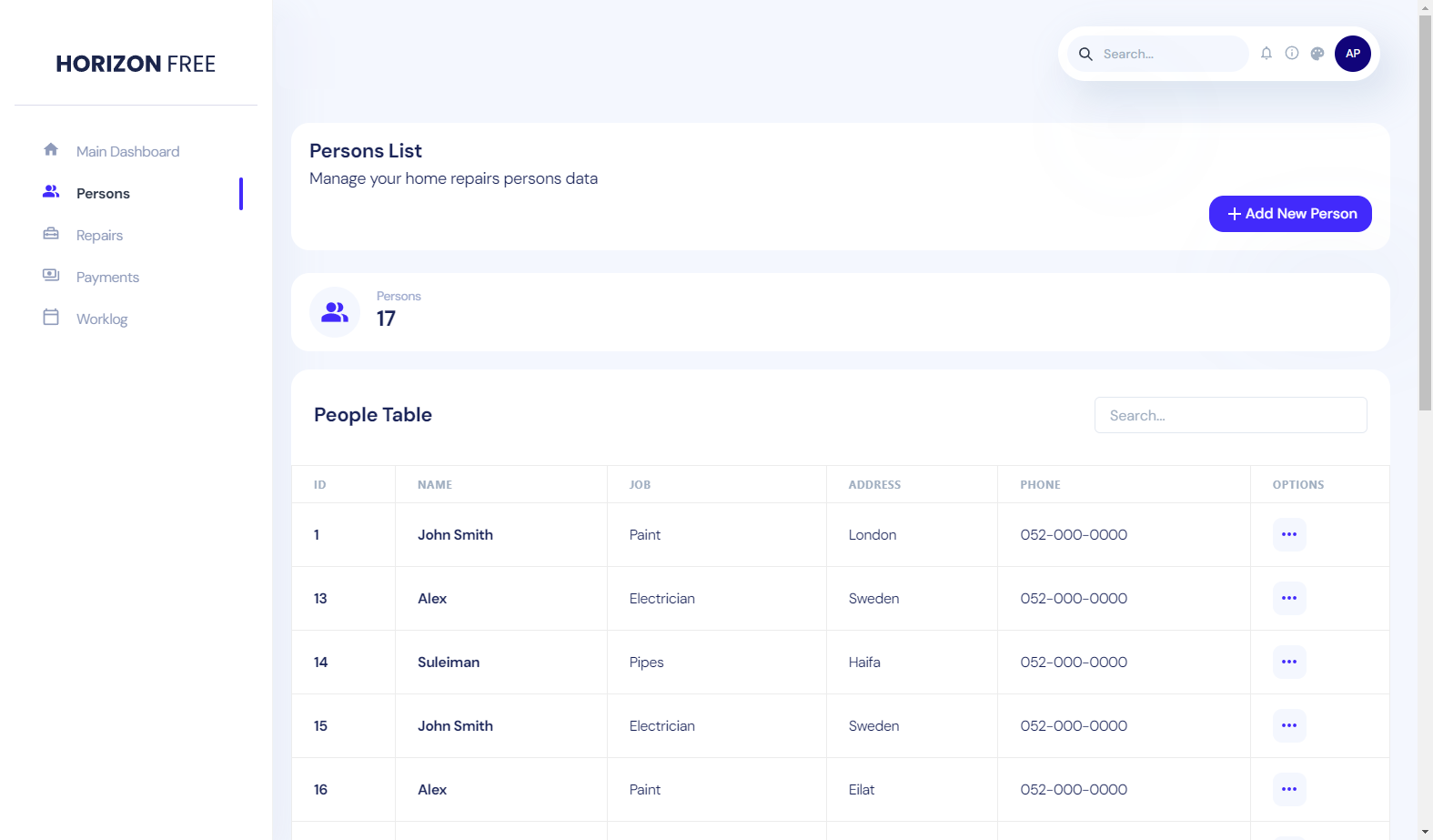 React.js Home Repairs Management screenshot 3