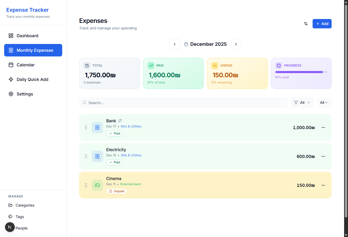 Expense Tracker screenshot 2